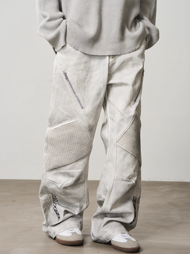 Harsh and Cruel Racing Embroidered Patchwork Trousers