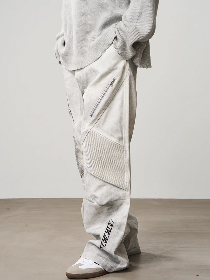 Harsh and Cruel Racing Embroidered Patchwork Trousers