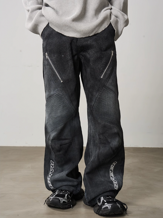 Harsh and Cruel Racing Embroidered Patchwork Trousers