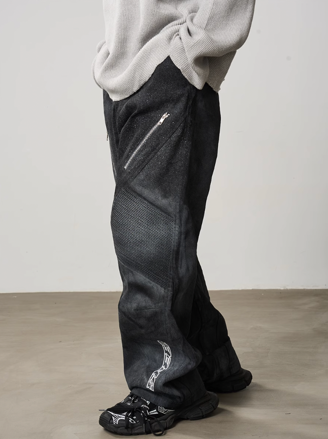 Harsh and Cruel Racing Embroidered Patchwork Trousers