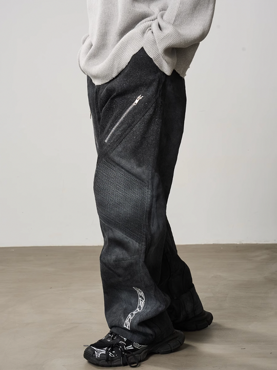 Harsh and Cruel Racing Embroidered Patchwork Trousers