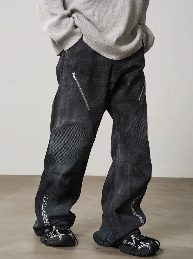 Harsh and Cruel Racing Embroidered Patchwork Trousers