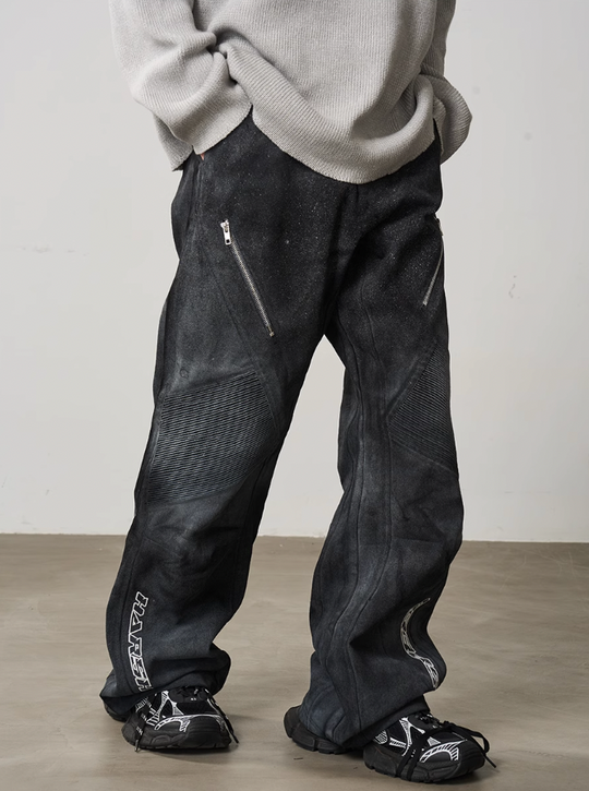 Harsh and Cruel Racing Embroidered Patchwork Trousers