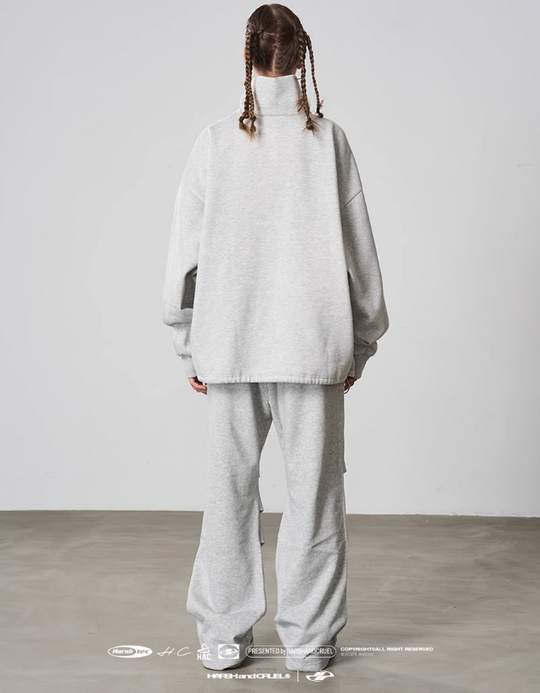 Harsh and Cruel Half Zip Stitched Pullover Sweatshirt