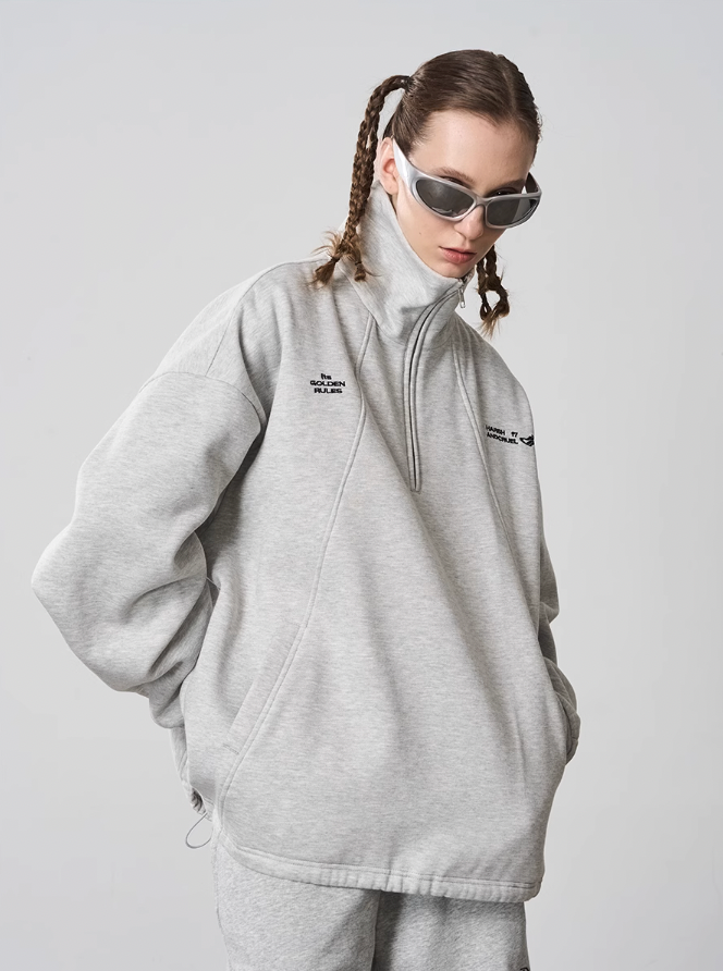 Harsh and Cruel Half Zip Stitched Pullover Sweatshirt