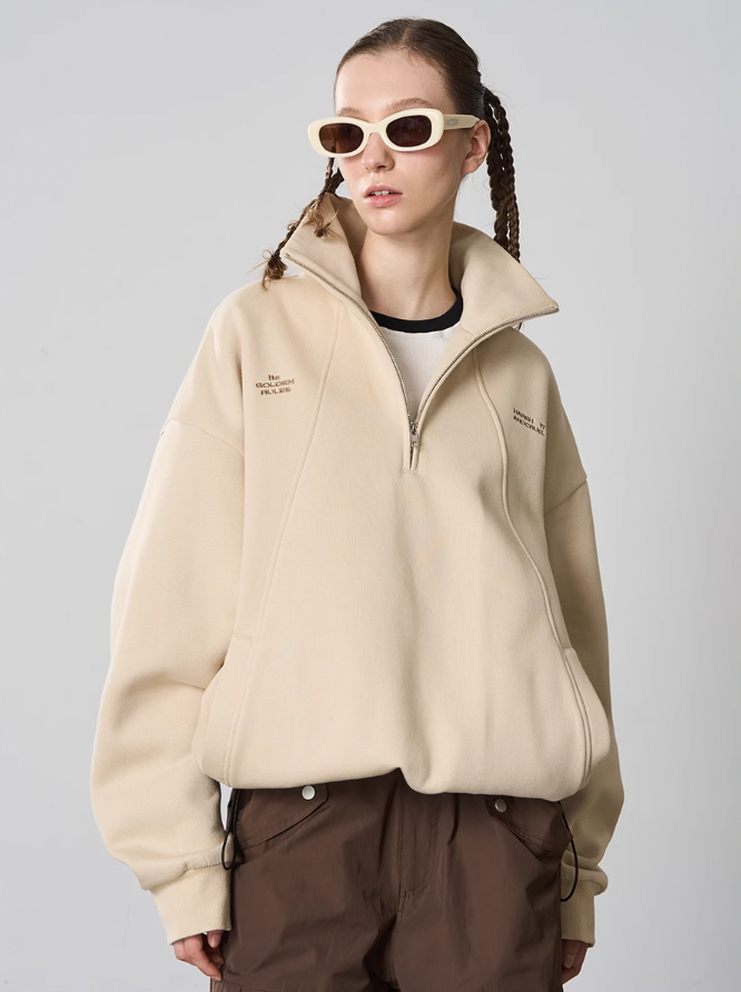 Harsh and Cruel Half Zip Stitched Pullover Sweatshirt