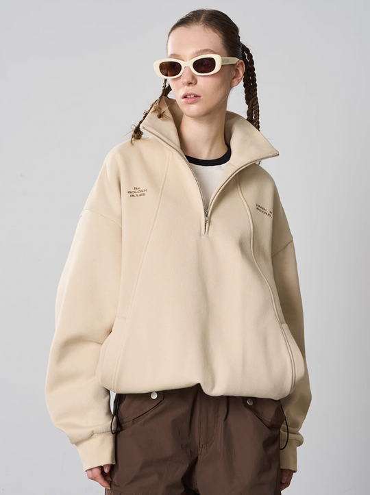 Harsh and Cruel Half Zip Stitched Pullover Sweatshirt