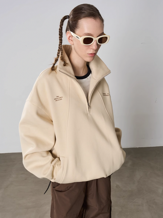 Harsh and Cruel Half Zip Stitched Pullover Sweatshirt