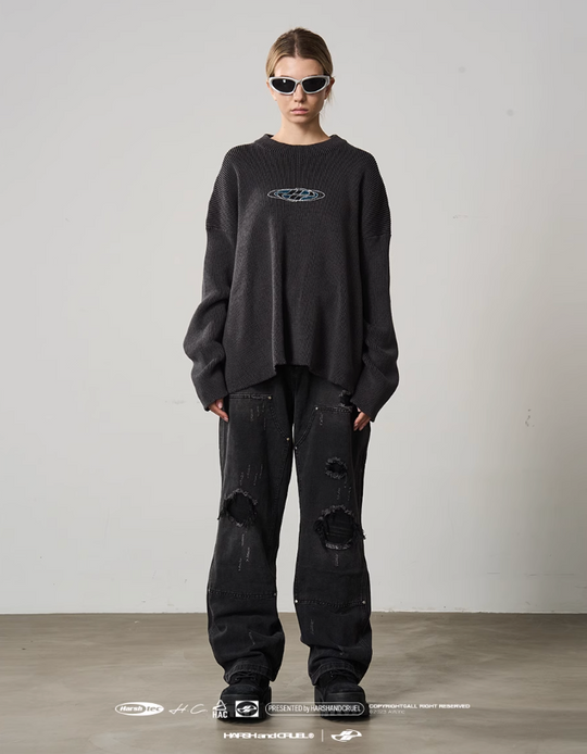 Harsh and Cruel Logo Crewneck Knit Sweater