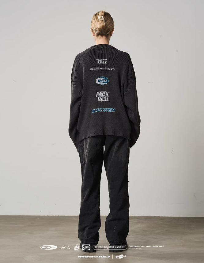 Harsh and Cruel Logo Crewneck Knit Sweater