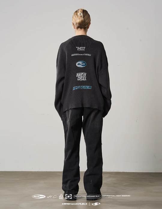 Harsh and Cruel Logo Crewneck Knit Sweater