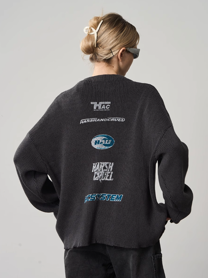 Harsh and Cruel Logo Crewneck Knit Sweater