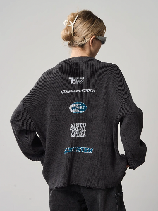 Harsh and Cruel Logo Crewneck Knit Sweater