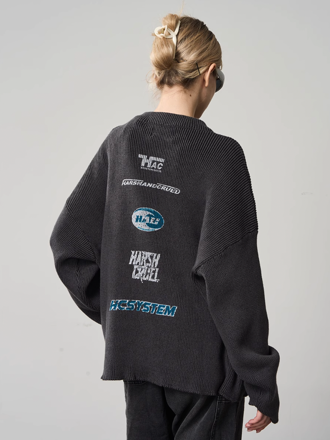Harsh and Cruel Logo Crewneck Knit Sweater