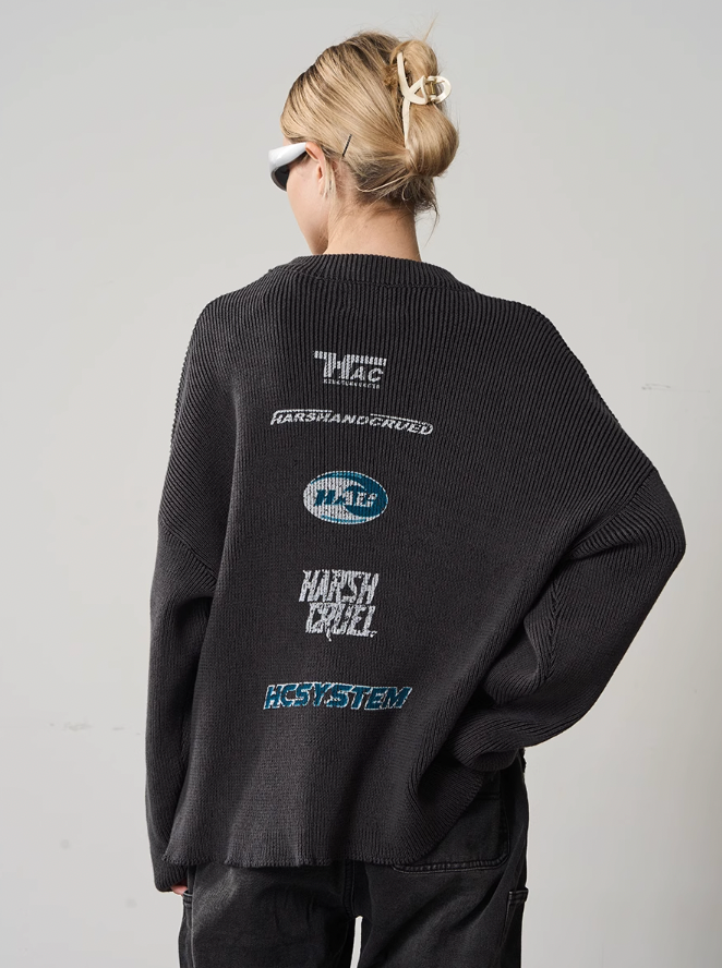 Harsh and Cruel Logo Crewneck Knit Sweater