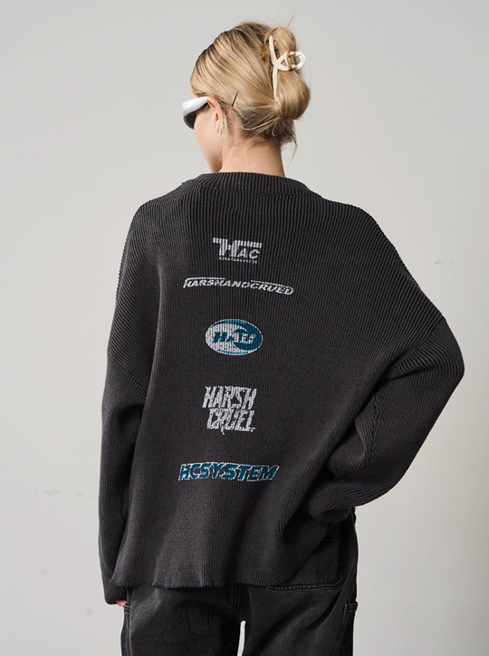Harsh and Cruel Logo Crewneck Knit Sweater