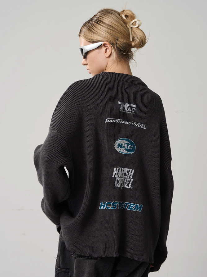 Harsh and Cruel Logo Crewneck Knit Sweater