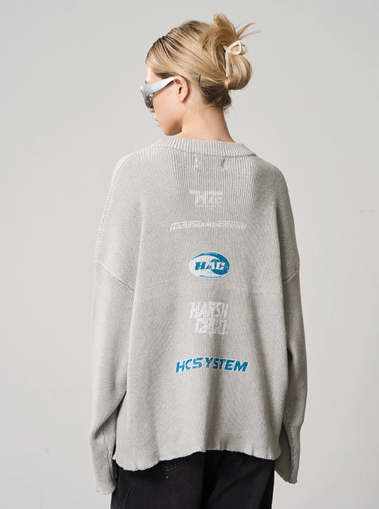 Harsh and Cruel Logo Crewneck Knit Sweater