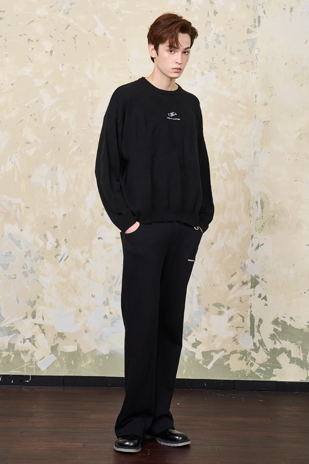 Harsh and Cruel Embroidered Logo Pullover Knit Sweater