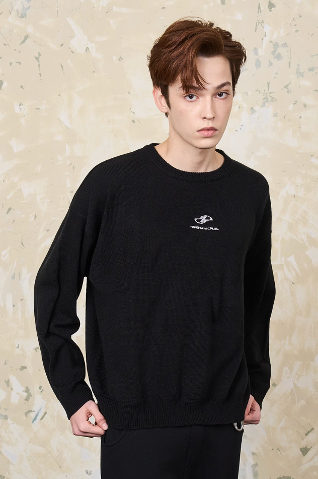 Harsh and Cruel Embroidered Logo Pullover Knit Sweater
