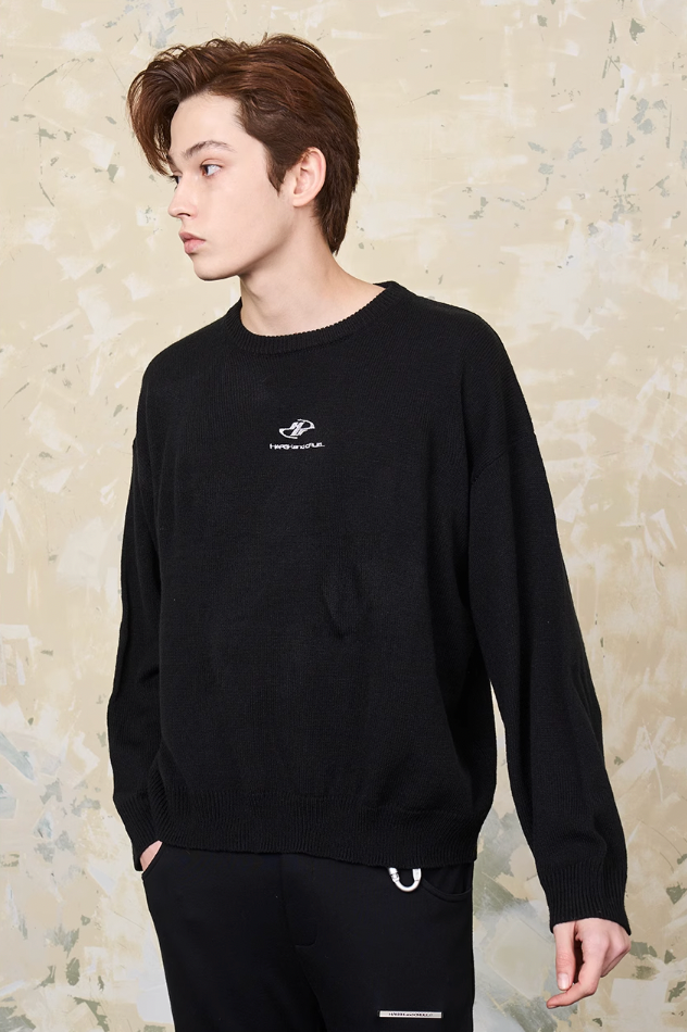Harsh and Cruel Embroidered Logo Pullover Knit Sweater