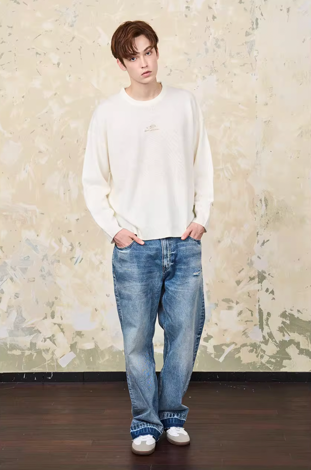 Harsh and Cruel Embroidered Logo Pullover Knit Sweater