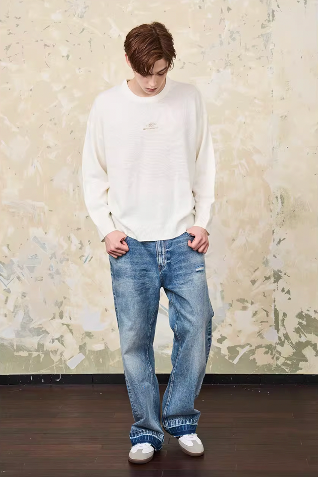 Harsh and Cruel Embroidered Logo Pullover Knit Sweater