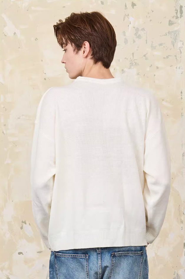 Harsh and Cruel Embroidered Logo Pullover Knit Sweater