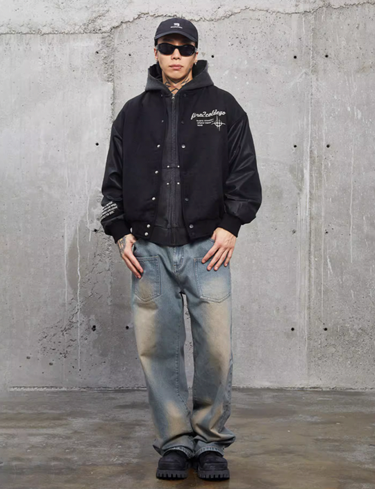F2CE Embroidery Heavy Woolen Baseball Jacket