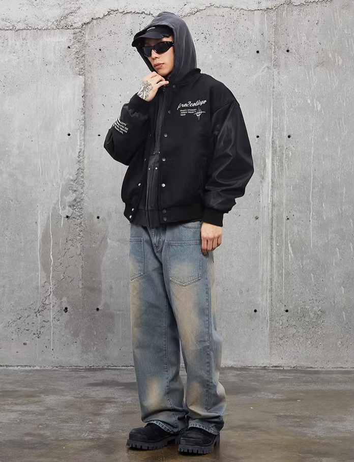 F2CE Embroidery Heavy Woolen Baseball Jacket