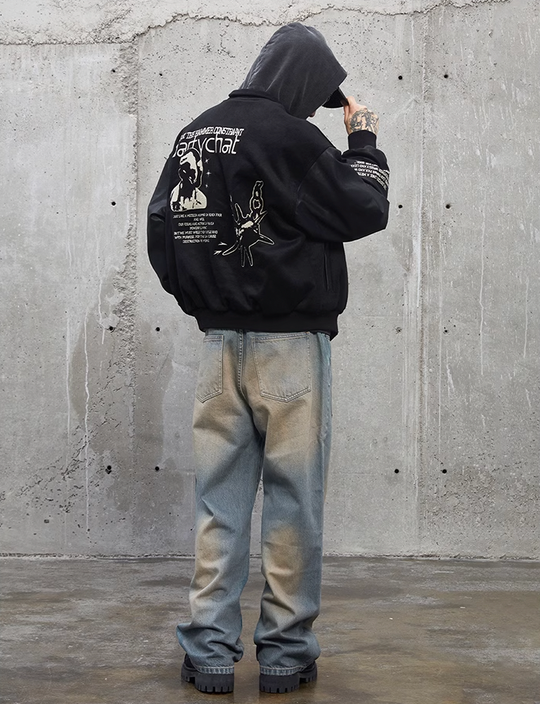 F2CE Embroidery Heavy Woolen Baseball Jacket