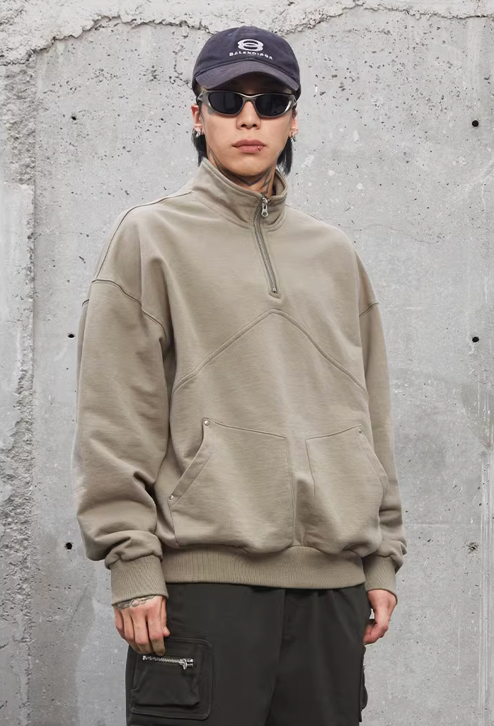 F2CE Stand Up Collar Half Zipper Sweatshirt