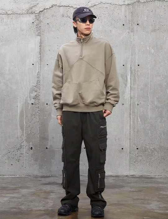 F2CE Stand Up Collar Half Zipper Sweatshirt