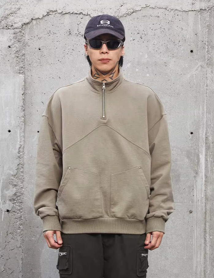 F2CE Stand Up Collar Half Zipper Sweatshirt