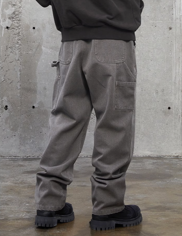 F2CE Washed Destruction Double Knee Work Denim Jeans