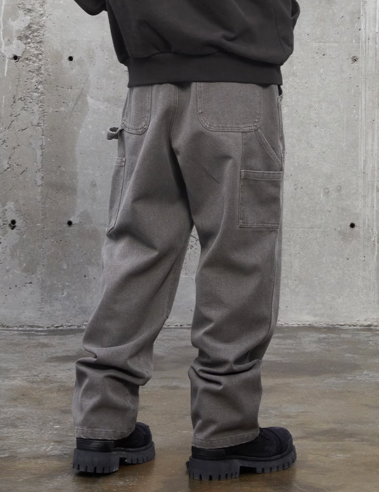 F2CE Washed Destruction Double Knee Work Denim Jeans