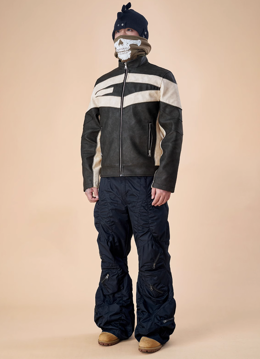 EVILKNIGHT(EK) Embroidery Biker Leather Jacket