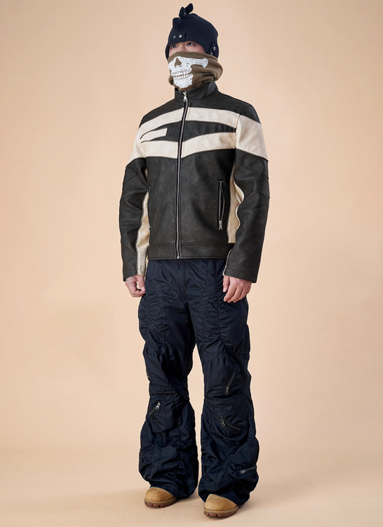 EVILKNIGHT(EK) Embroidery Biker Leather Jacket