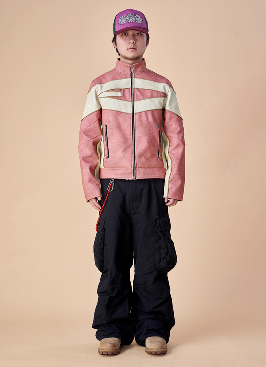 EVILKNIGHT(EK) Embroidery Biker Leather Jacket