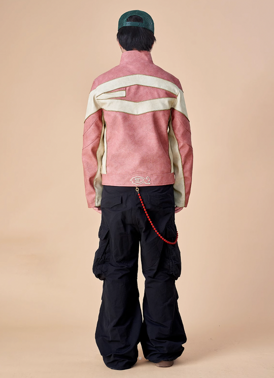 EVILKNIGHT(EK) Embroidery Biker Leather Jacket