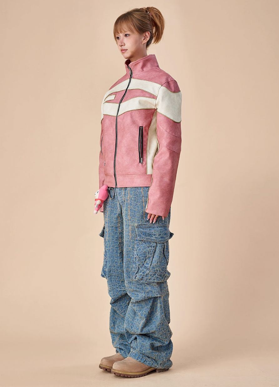 EVILKNIGHT(EK) Embroidery Biker Leather Jacket