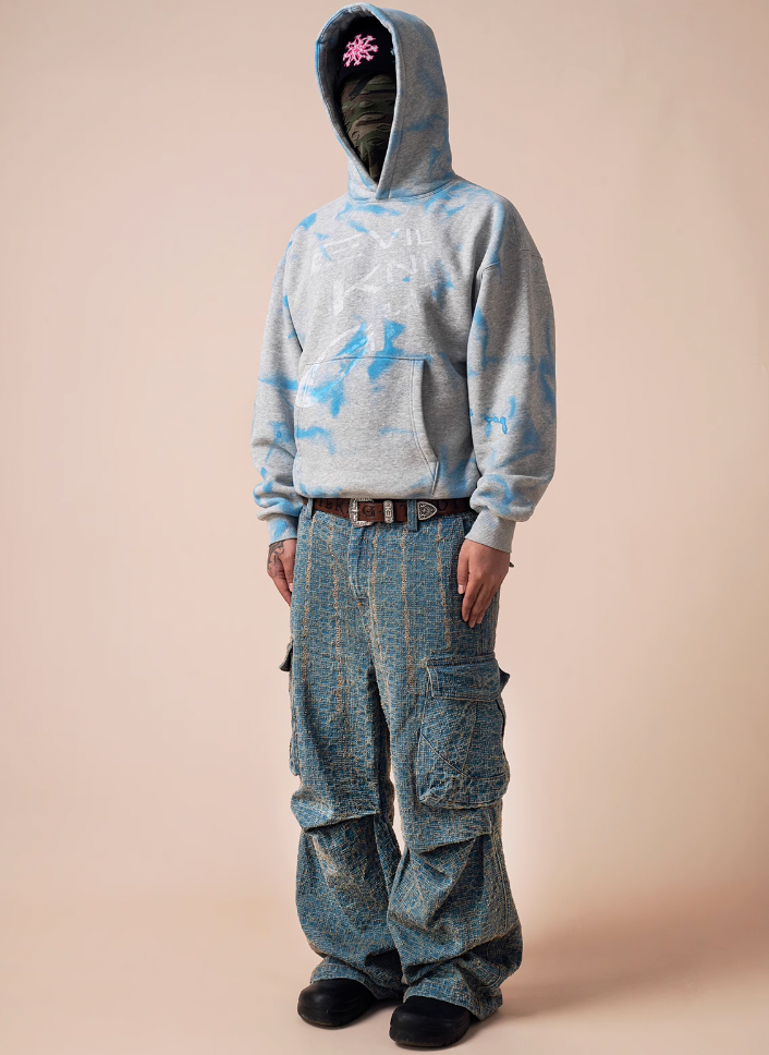 EVILKNIGHT(EK) Hand Painted Gradient Water Wave Printing Hoodie