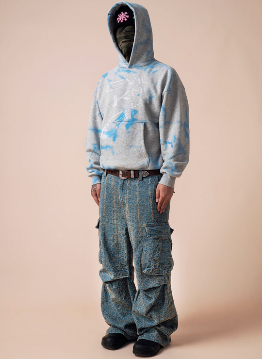 EVILKNIGHT(EK) Hand Painted Gradient Water Wave Printing Hoodie