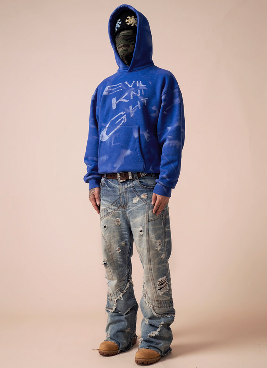 EVILKNIGHT(EK) Hand Painted Gradient Water Wave Printing Hoodie