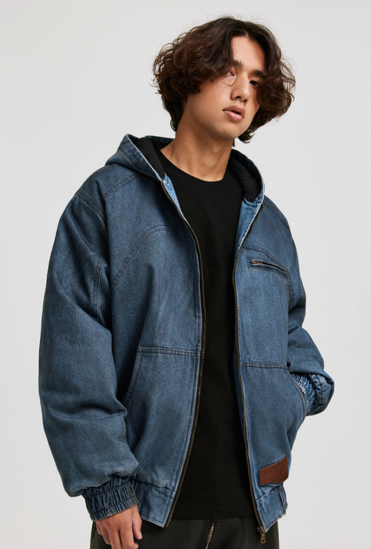 ANTIDOTE Washed Hooded Denim Jacket