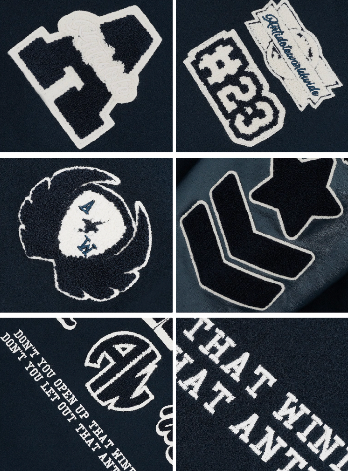 ANTIDOTE Multi Label Patchwork Baseball Jacket