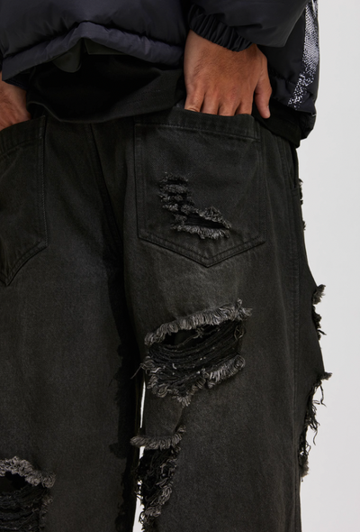 ANTIDOTE Damaged Spray Colored Denim Jeans