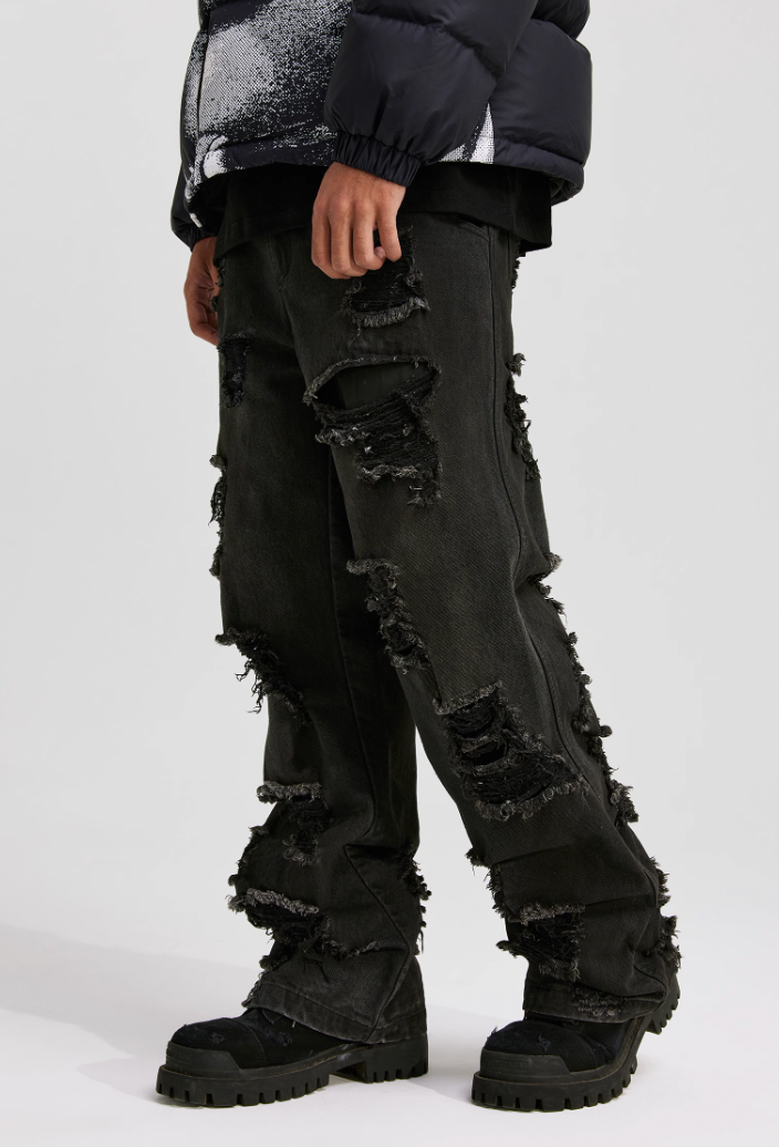 ANTIDOTE Damaged Spray Colored Denim Jeans