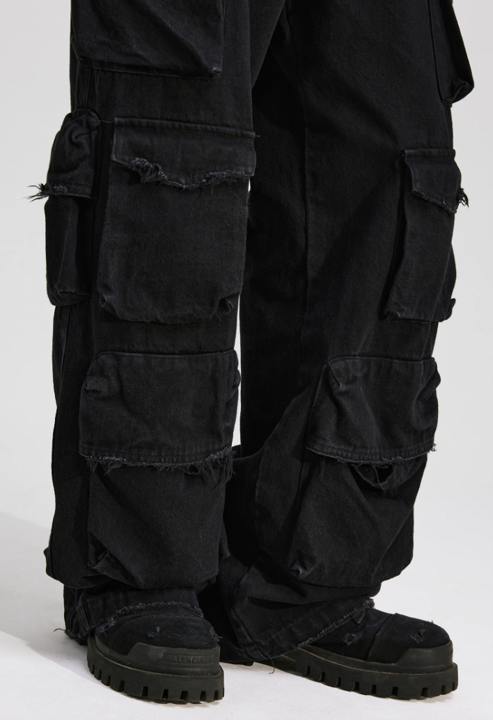 ANTIDOTE Destroyed Multi Pocket Work Pants