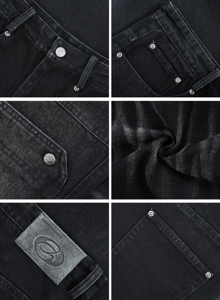 ANTIDOTE Hardware Decoration Knee Pocket Denim Jeans